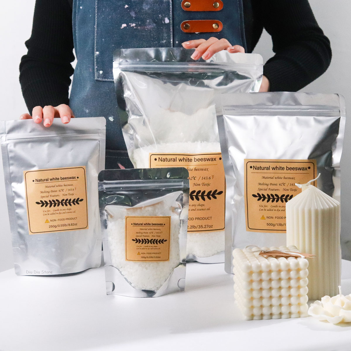 Candle Making Kit Beeswax - ขี้ผึ้งสีขาวเทียนหอมเม็ดธรรมชาติบริสุทธิ์วัสดุ DIY เทียนหอมไร้ควันวัสดุทําหัตถกรรม