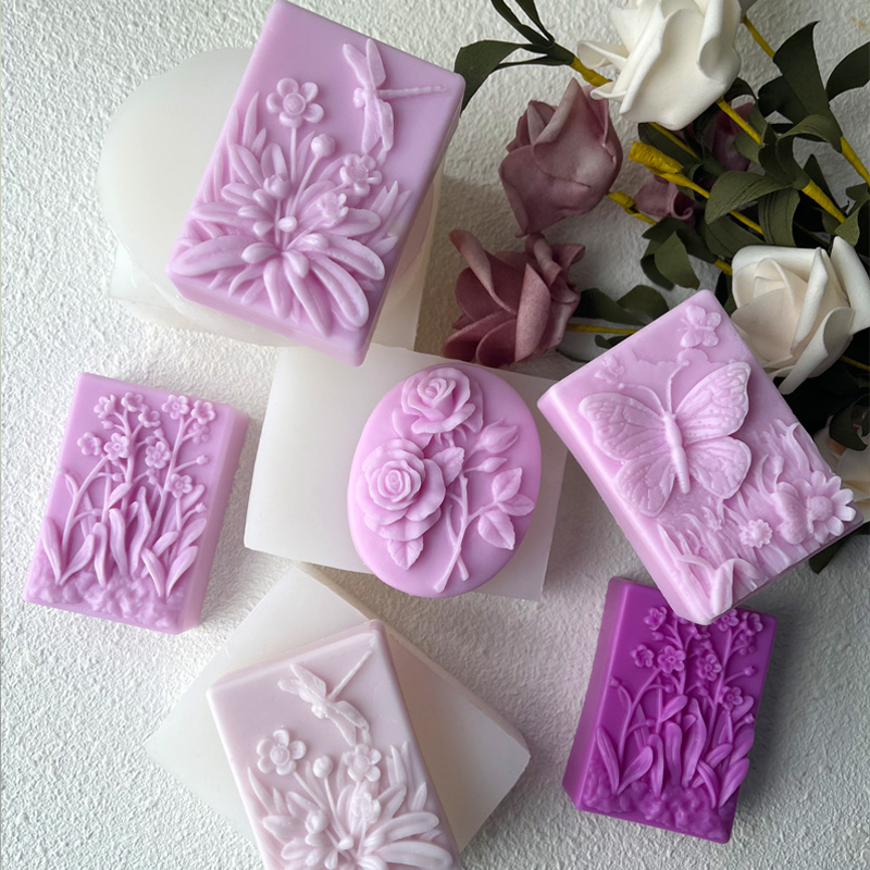 Candle Making Jelly - Dargonfly สบู่ซิลิโคนเทียนแม่พิมพ์รอบดอกไม้รูปผีเสื้อ DIY Handmade Craft สบู่ทําแม่พิมพ์