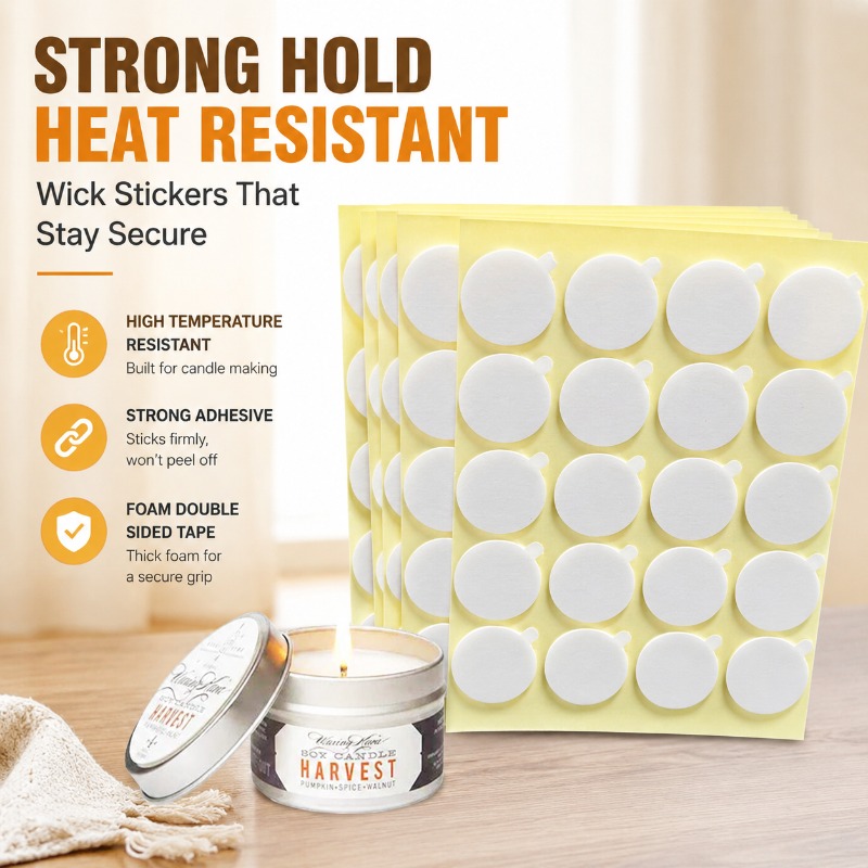 Adhesive Dot Wick - เทปกาวสองหน้าชนิดโฟมทนความร้อนสูง จุดกลมกาวเหนียวแน่นสำหรับติดไส้เทียน