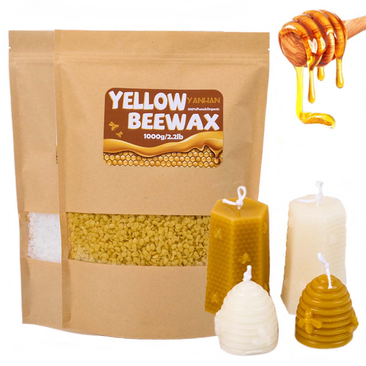 1000g เม็ดธรรมชาติบริสุทธิ์สีข - Candle Making Kit Beeswax บทวิจารณ์และราคา